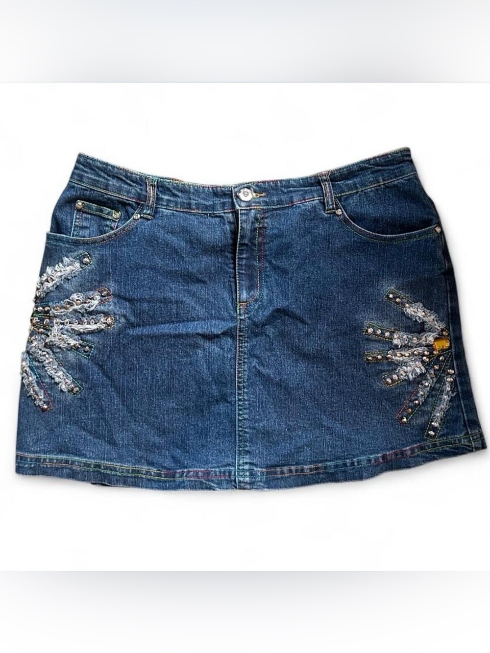 Denim Embellished Blue Women's Skirt